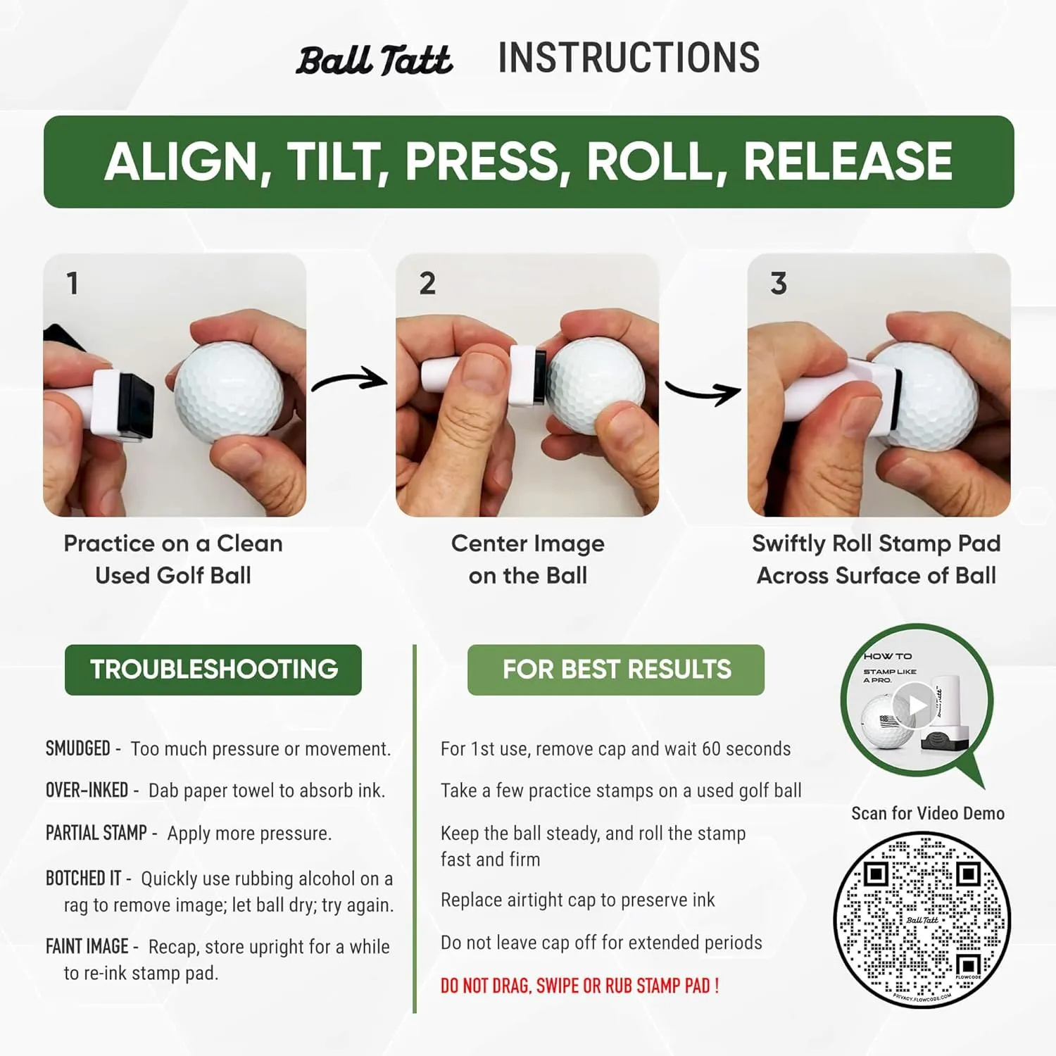 Golf Ball Stamp - Self-Inking Marker - Quick-Dry Permanent Marking Tool, No Leaks or Refills, Reusable & Waterproof Golfing Stamper - Ideal Gift for Golfers, Dads, (Bigfoot Edition).