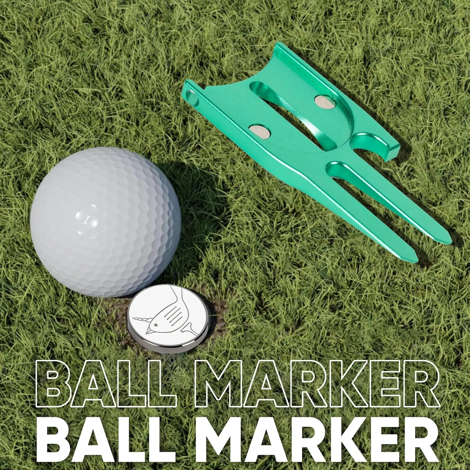Golf Divot Repair Tool & Golf Ball Marker 6-in-1 Golf Divot Tool