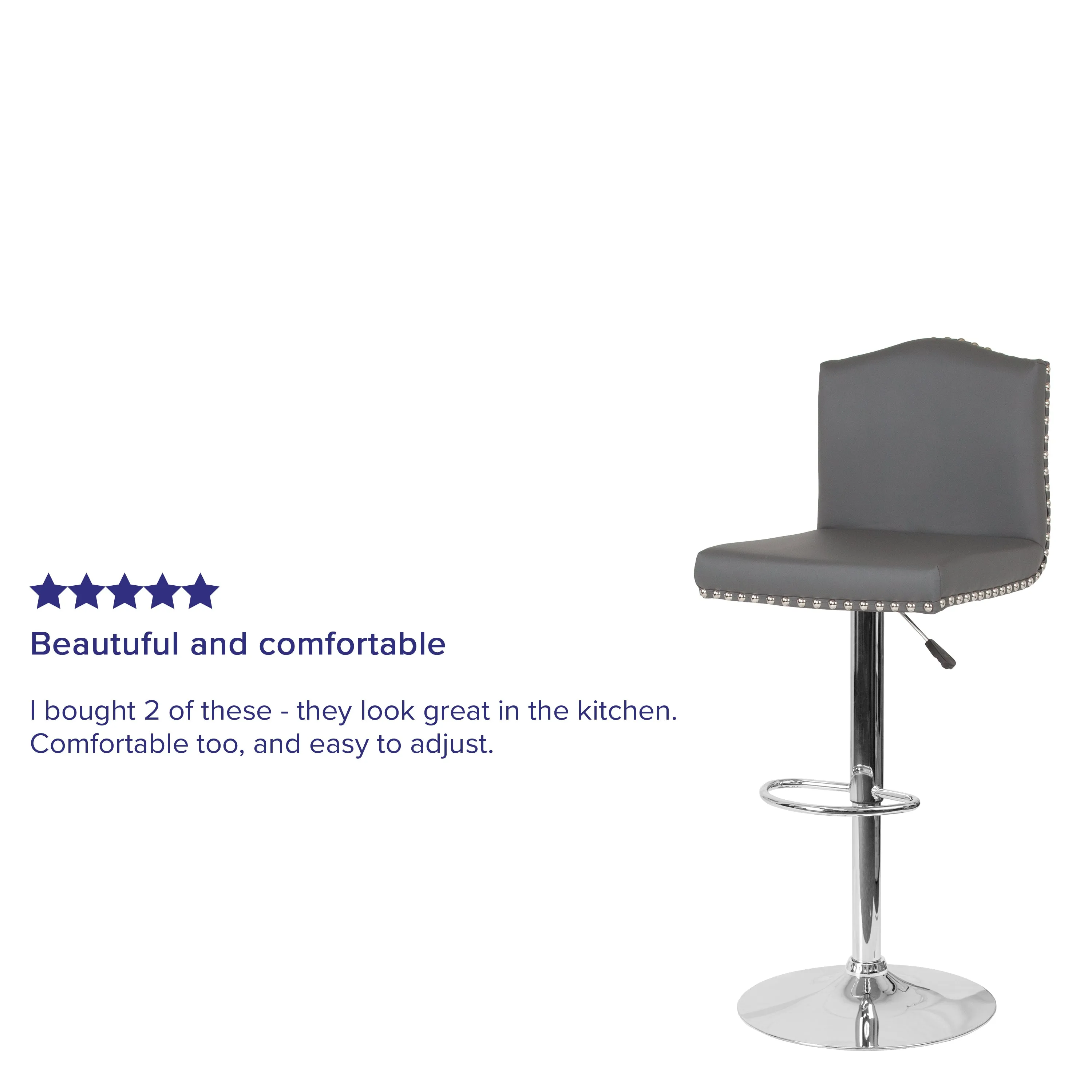 Gray Leather Barstool DS-8111-GRY-GG