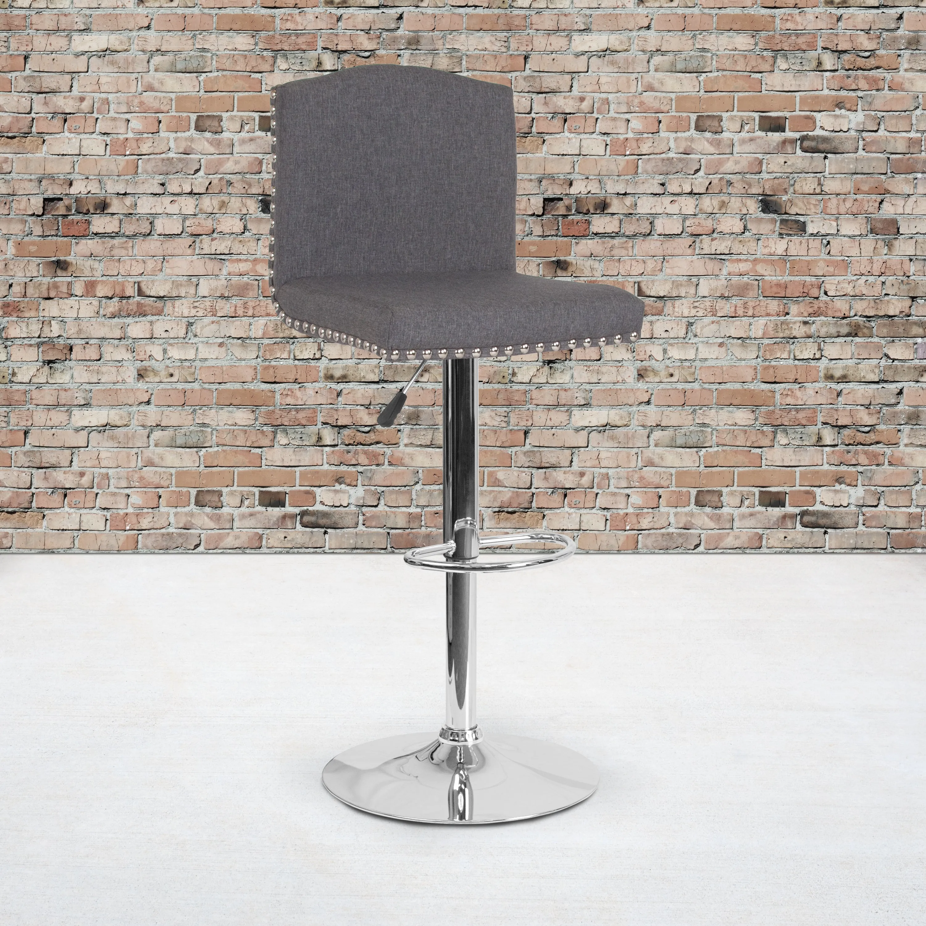 Gray Leather Barstool DS-8111-GRY-GG