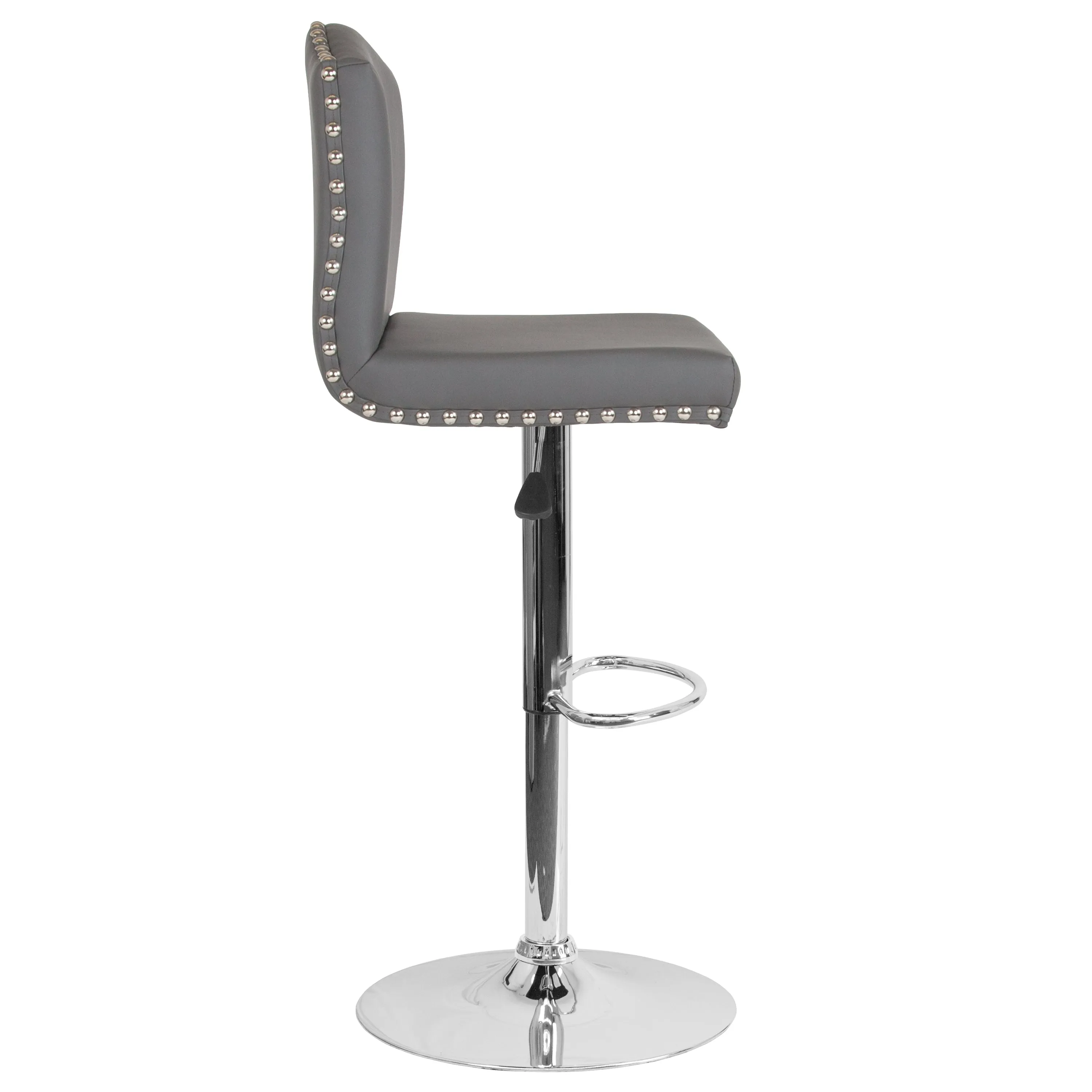 Gray Leather Barstool DS-8111-GRY-GG