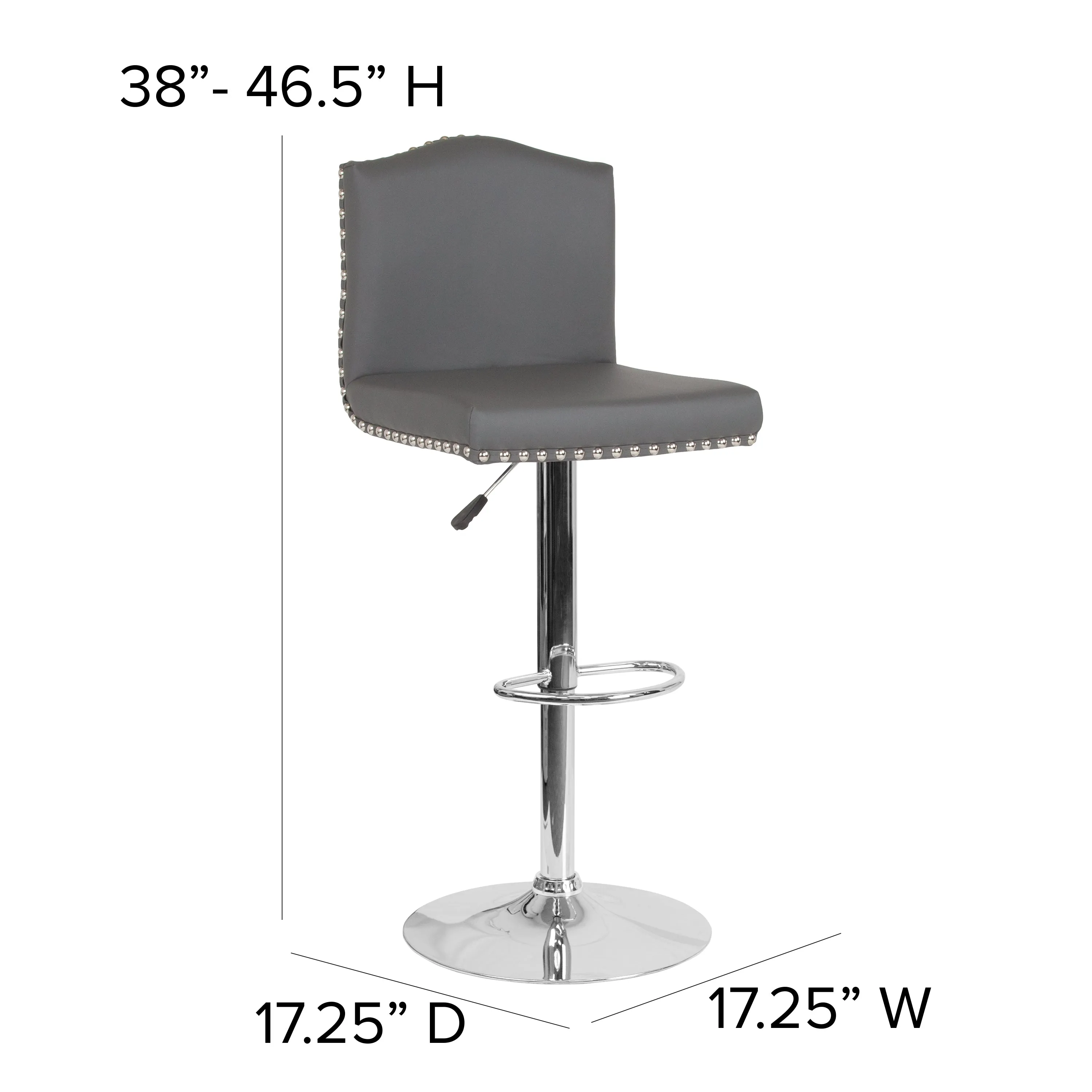 Gray Leather Barstool DS-8111-GRY-GG