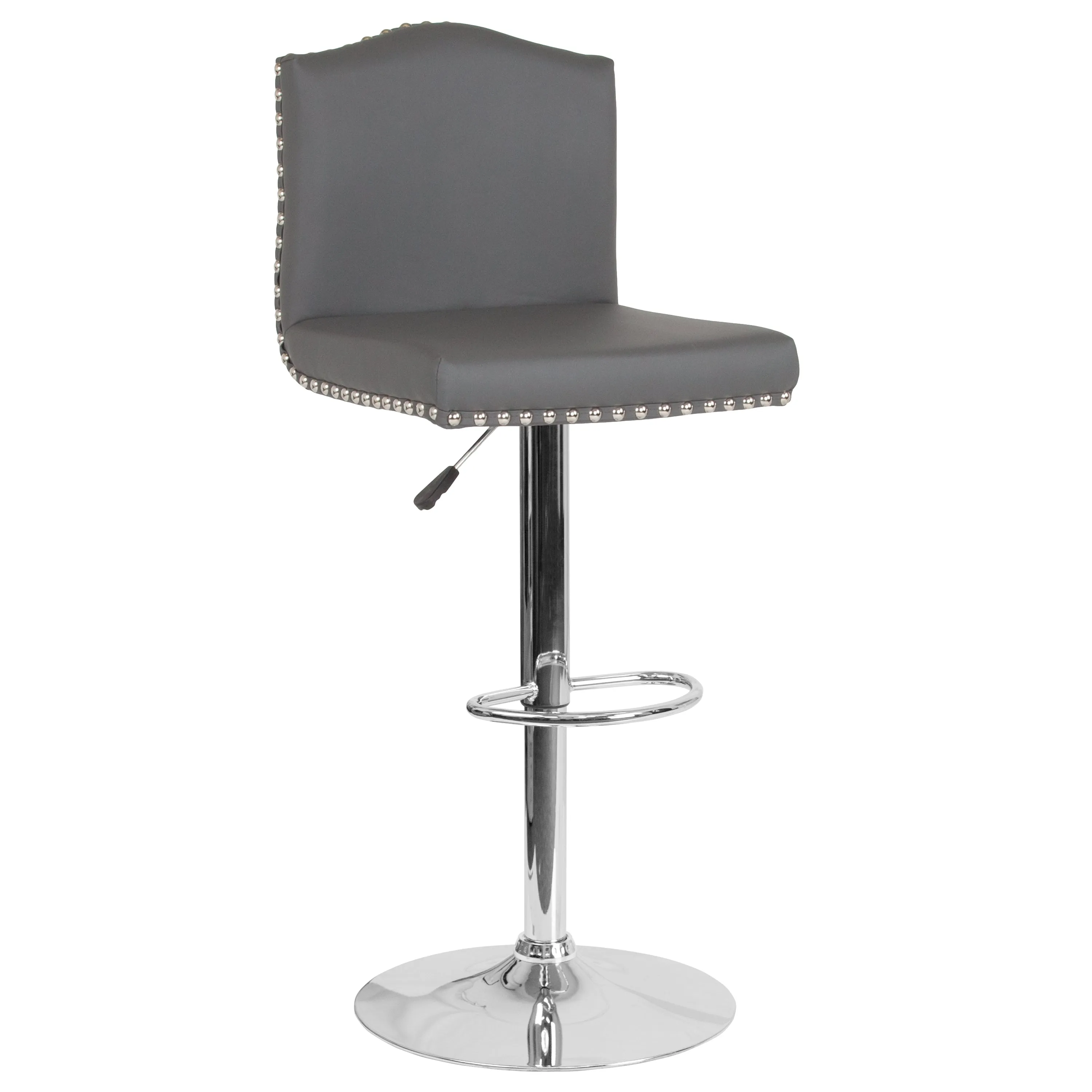 Gray Leather Barstool DS-8111-GRY-GG