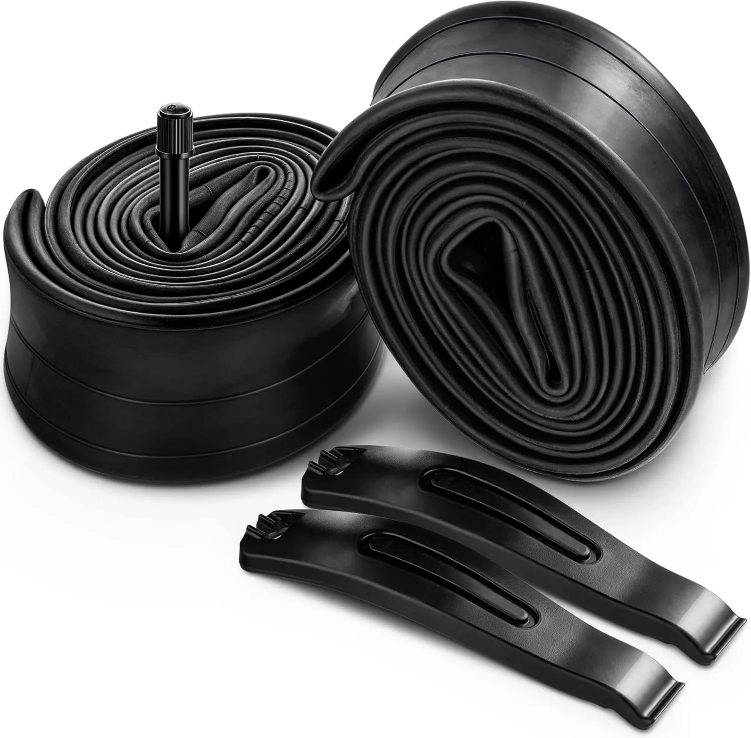 Hapleby 2PCS Premium Bike Tubes Compatible for 26 Inch x 1.75/1.95/2.10/2.125 Bike Tire, Mountain Bike Inner Tube with Schrader Valve, 2PCS Levers