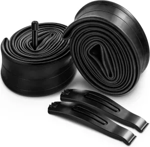 Hapleby 2PCS Premium Bike Tubes Compatible for 26 Inch x 1.75/1.95/2.10/2.125 Bike Tire, Mountain Bike Inner Tube with Schrader Valve, 2PCS Levers