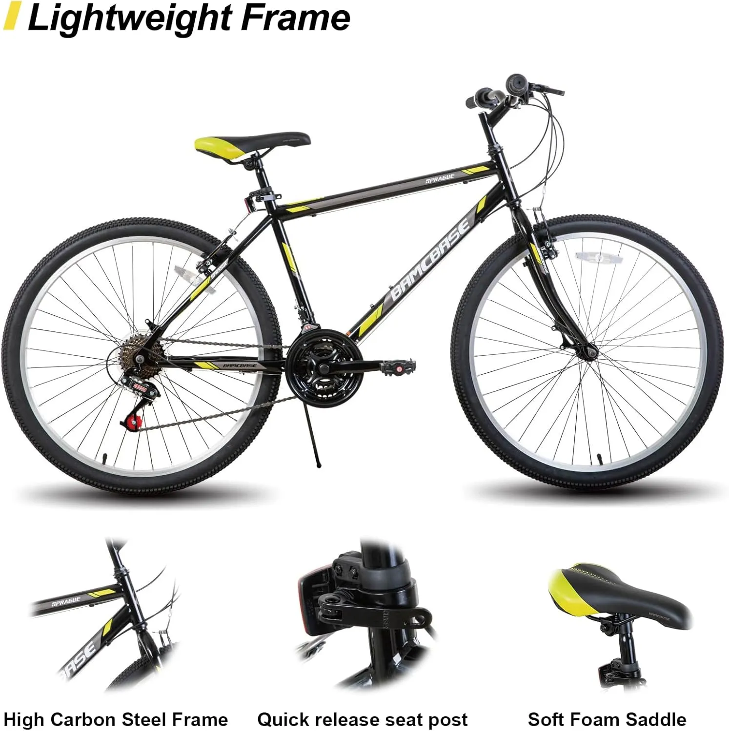 HH HILAND 24 26 inch Mountain Bike for Men Women, 21 Speeds High-Carbon Steel Frame, Sport Cycling MTB Bicycle for Adult
