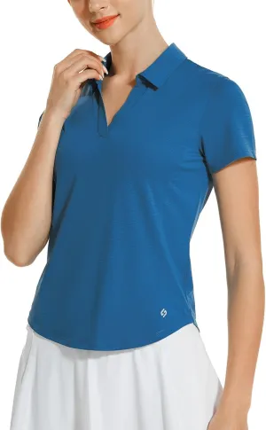 HODOSPORTS Women's Golf Polo Shirts Short Sleeve Collared V Neck Tennis Shirt Quick Dry Fit UPF 50  Golf Apparel Clothes HODOSPORTS Women's Golf Polo Shirts Short Sleeve Collared V Neck Tennis Shirt Quick Dry Fit UPF 50  Golf Apparel Clothes