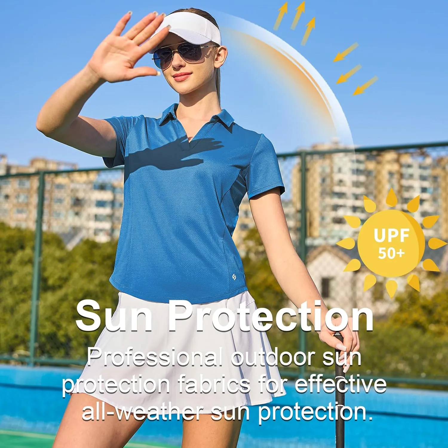 HODOSPORTS Women's Golf Polo Shirts Short Sleeve Collared V Neck Tennis Shirt Quick Dry Fit UPF 50  Golf Apparel Clothes