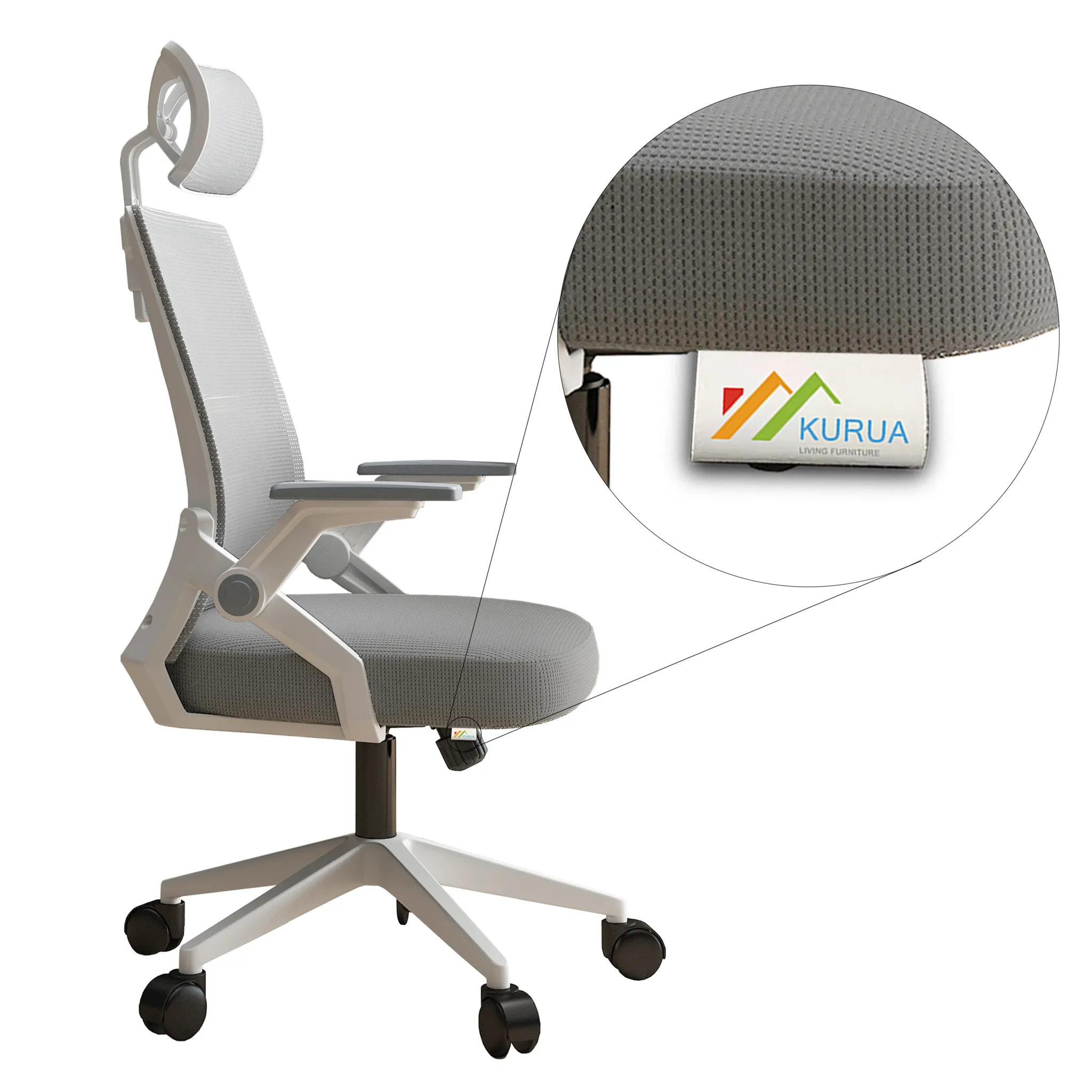 Kurua Office Mesh Chair White   Gray - 🏆 #56 - Office Supplies - Best of December