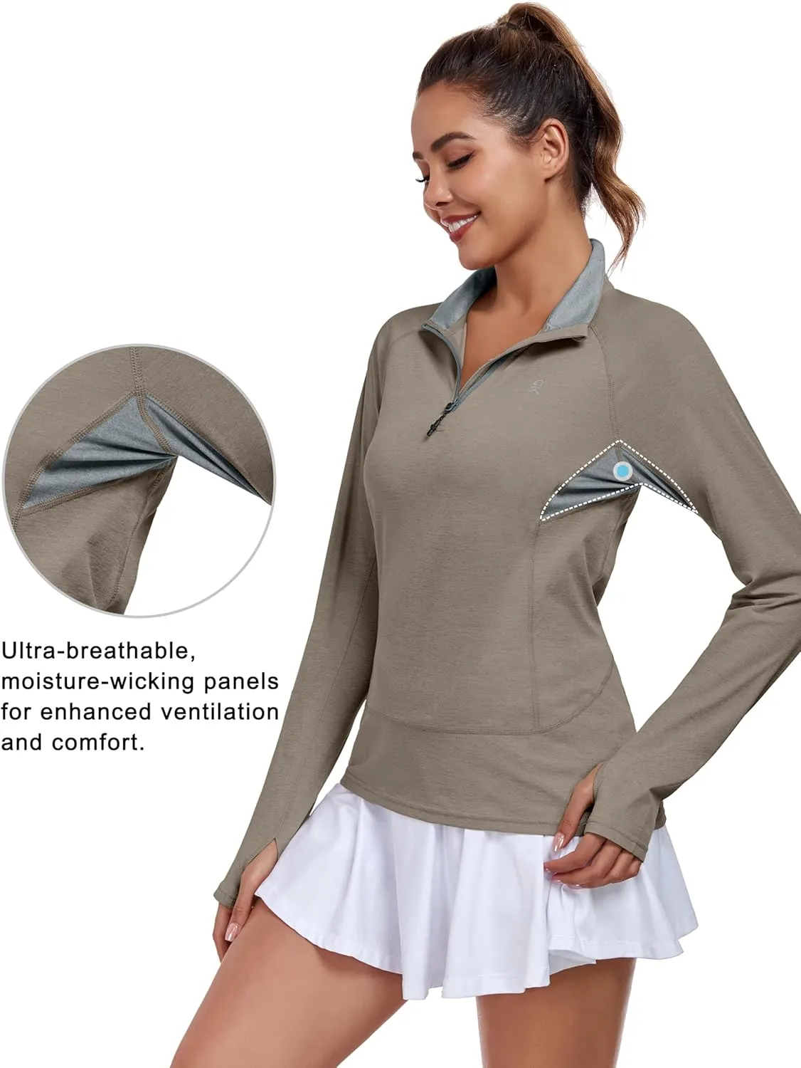 Little Donkey Andy Women's UPF50  Shirts 1/4 Zip Long Sleeve Pullover Quick Dry Lightweight Golf Hiking Tops Rash Guard