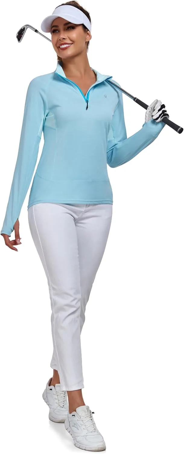 Little Donkey Andy Women's UPF50  Shirts 1/4 Zip Long Sleeve Pullover Quick Dry Lightweight Golf Hiking Tops Rash Guard