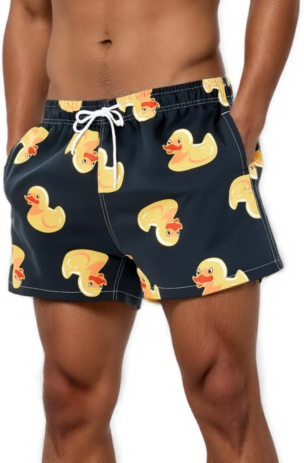 MADHERO Mens Swim Trunks Short Funny Swimming Shorts Bathing Suit with Mesh Liner 3 Inch