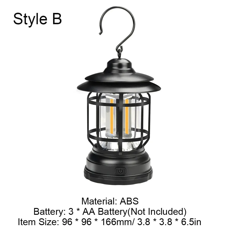 Mini Hanging Camping Lantern USB/Battery Outdoor Light Water Resistant Garden Lamp with 2 Lighting Modes for Camping Lantern