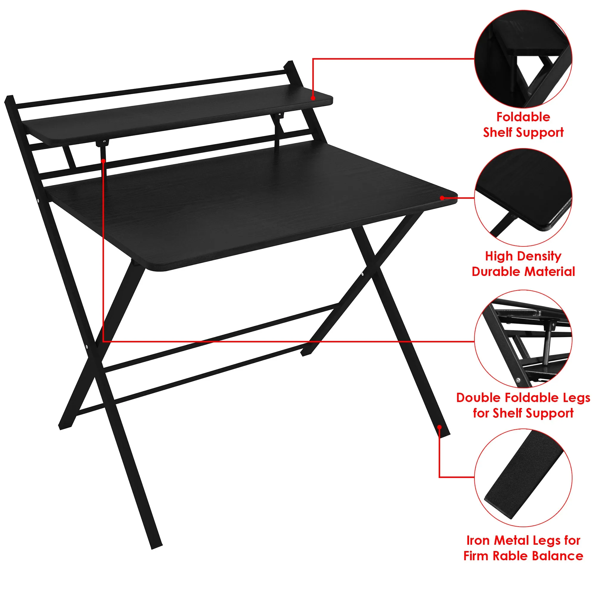 Multipurpose Black Foldable Table