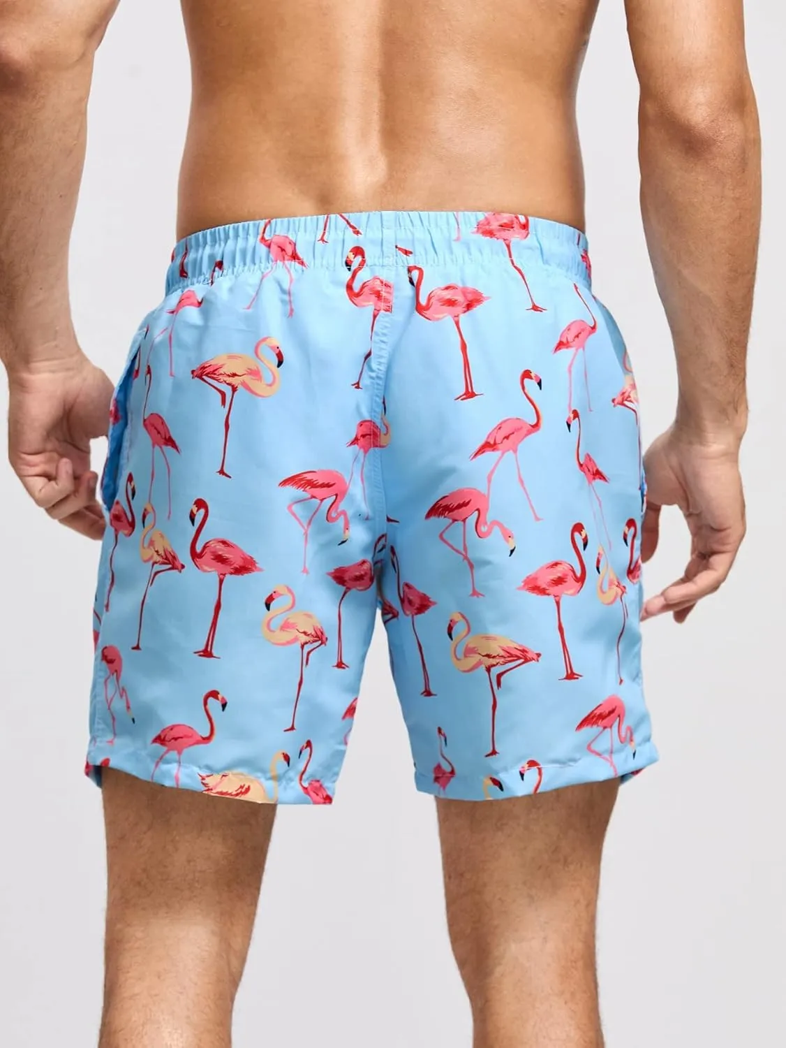 Mywu Mens Swim Trunks 5 Inch Beach Shorts with Mesh Lining Funny Swimming Bathing Suits Quick Dry Swimwear