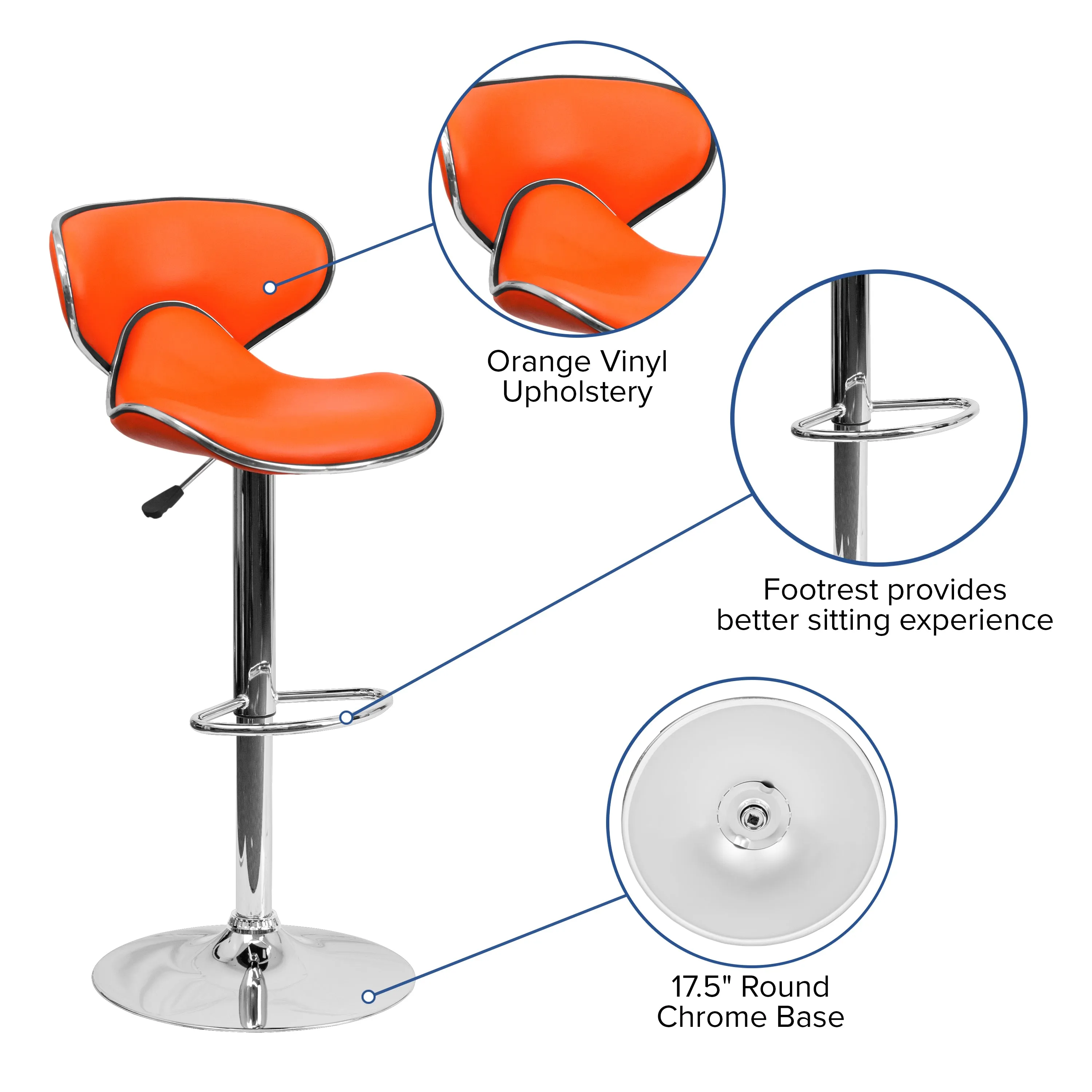 Orange Vinyl Barstool DS-815-ORG-GG