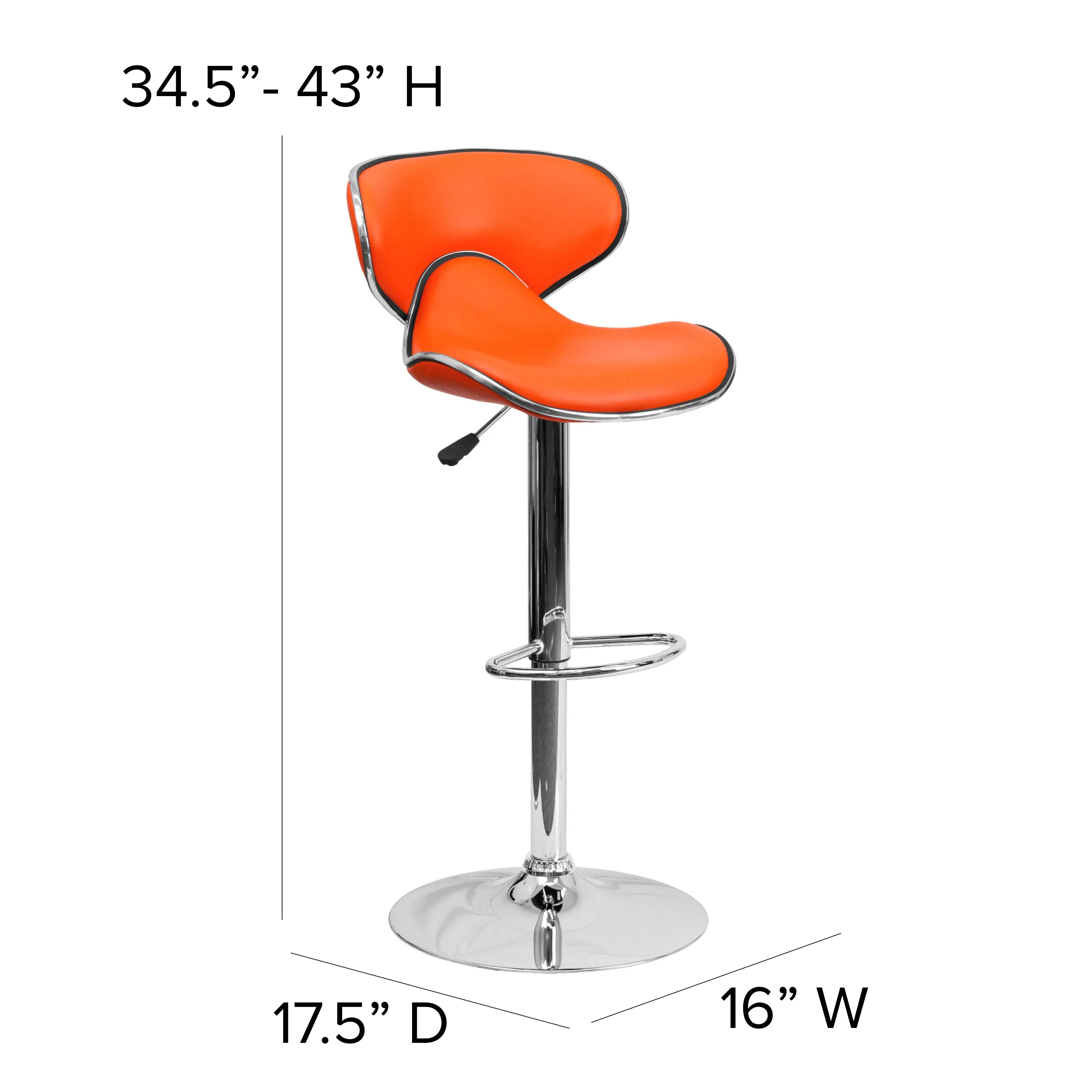 Orange Vinyl Barstool DS-815-ORG-GG