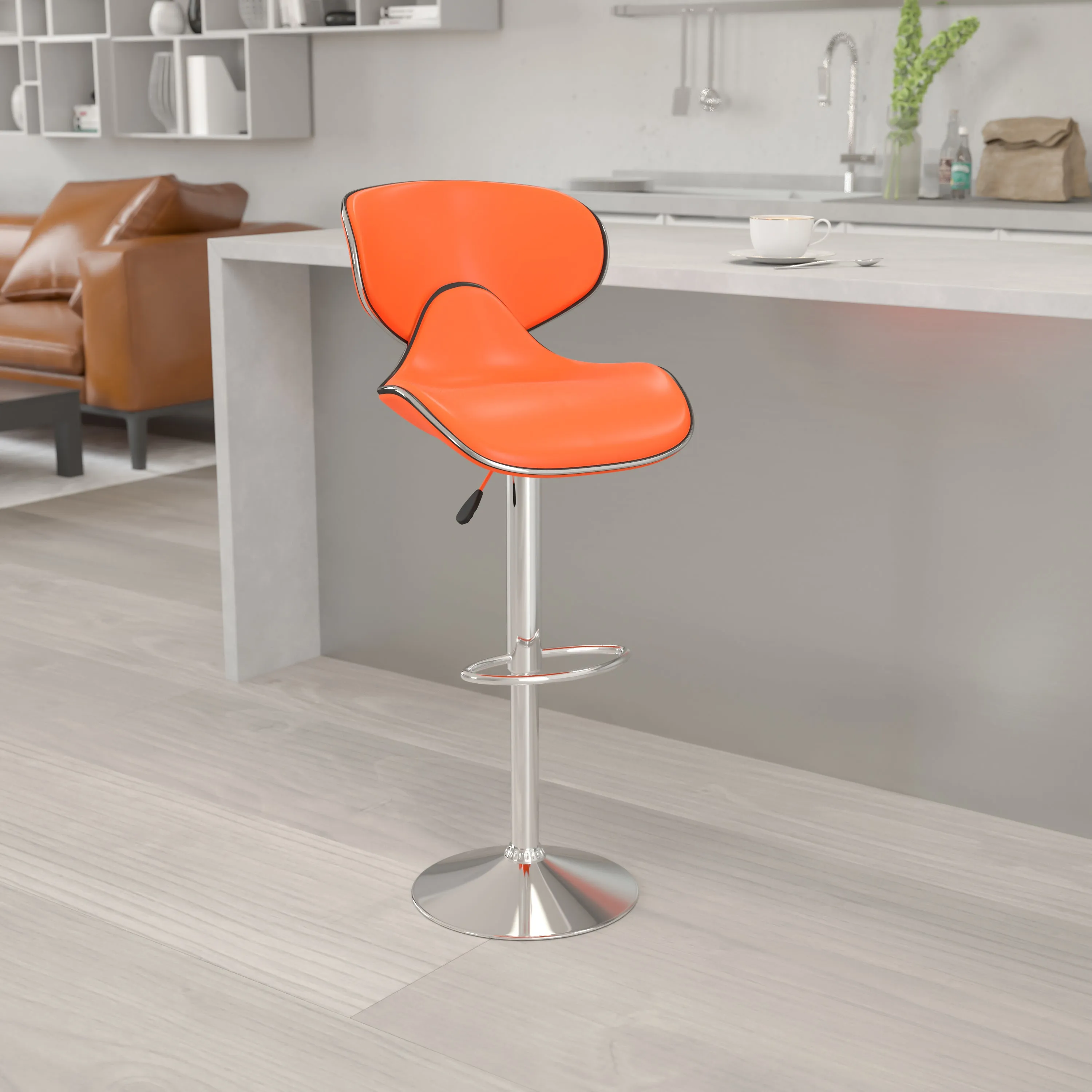 Orange Vinyl Barstool DS-815-ORG-GG