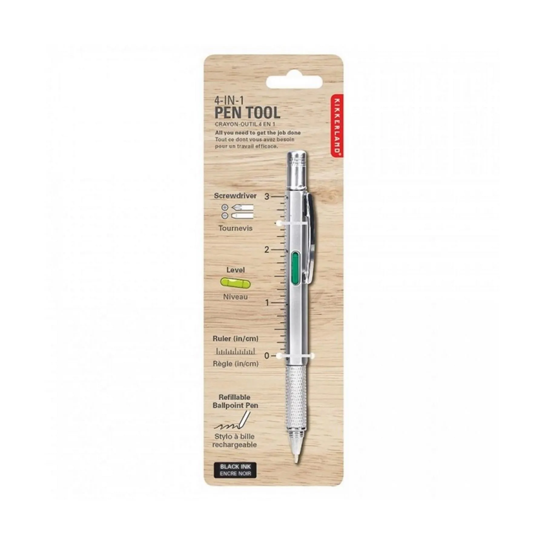 Pen Multi Tool 4 in 1 Screwdriver, Level, Ruler, Pen Silver or Black Random