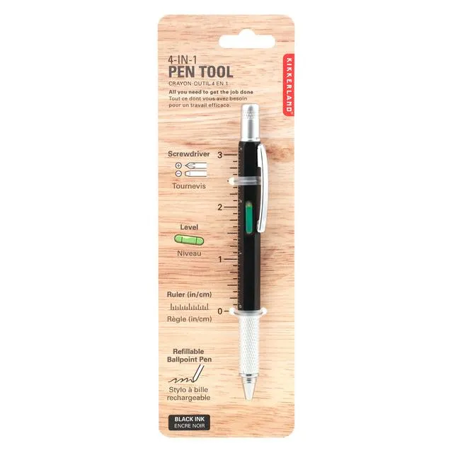 Pen Multi Tool 4 in 1 Screwdriver, Level, Ruler, Pen Silver or Black Random