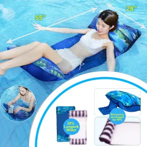 Pool HammockXL Hammock Floaties for Adults,Inflatable Lake Float Swimming Pool Lounger, Fabric Mesh Floating Heavy Duty up to 300 LBS, 5-in-1 Multi-Purpose Pool Floating Toys Vacation Fun and Rest