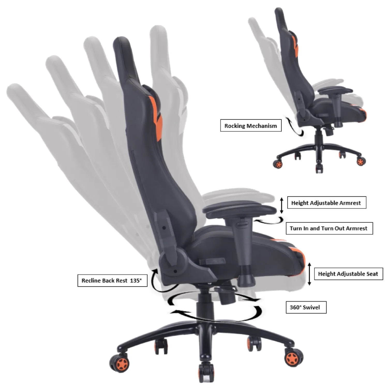 PRO-X SERIES/ 7730 GAMING CHAIR (BLACK & ORANGE)