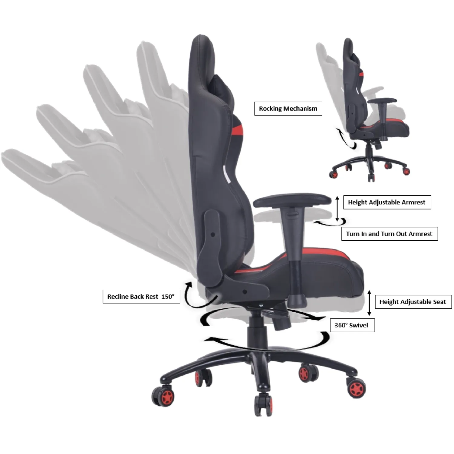 PRO-X SERIES/ 77A01 GAMING CHAIR (BLACK-RED-WHITE)