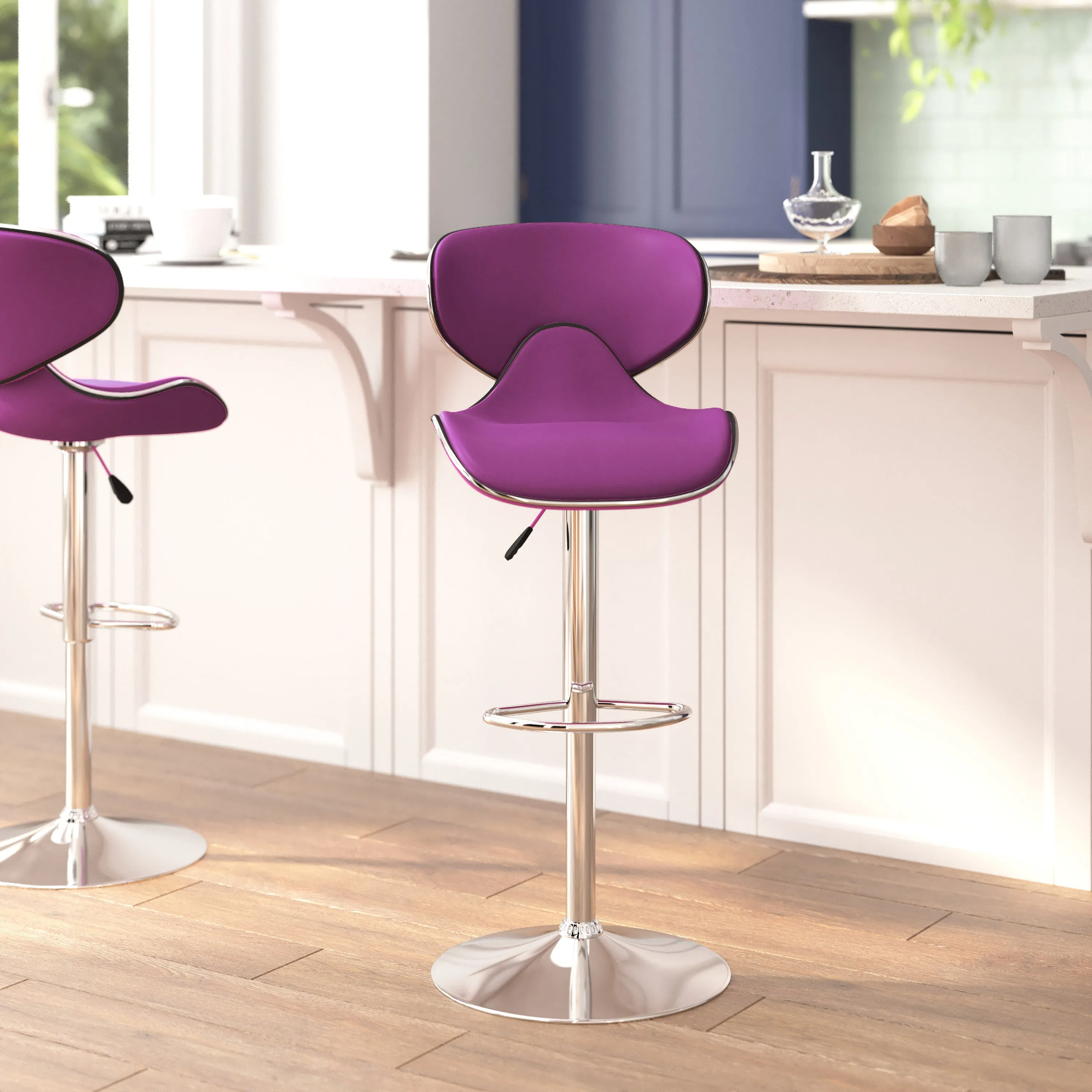Purple Vinyl Barstool DS-815-PUR-GG