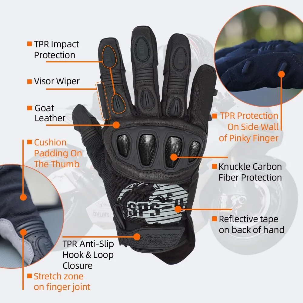 Seibertron Youth SPS-4 Winter Cold Weather Motorcycle Gloves Rainproof Riding with Touchscreen Warm Gauntlet for Boys and Girls