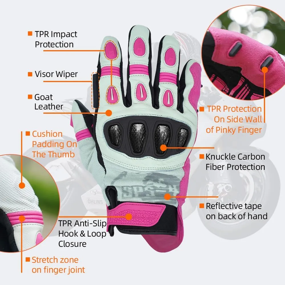 Seibertron Youth SPS-4 Winter Cold Weather Motorcycle Gloves Rainproof Riding with Touchscreen Warm Gauntlet for Boys and Girls