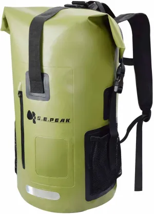 SEPEAK 35L Waterproof Dry Bag Backpack IPX6, Roll-Top Closure Bag Boating & Kayak Accessories - Essentials for Camping Swimming Beach Fishing Rafting Travel,Green