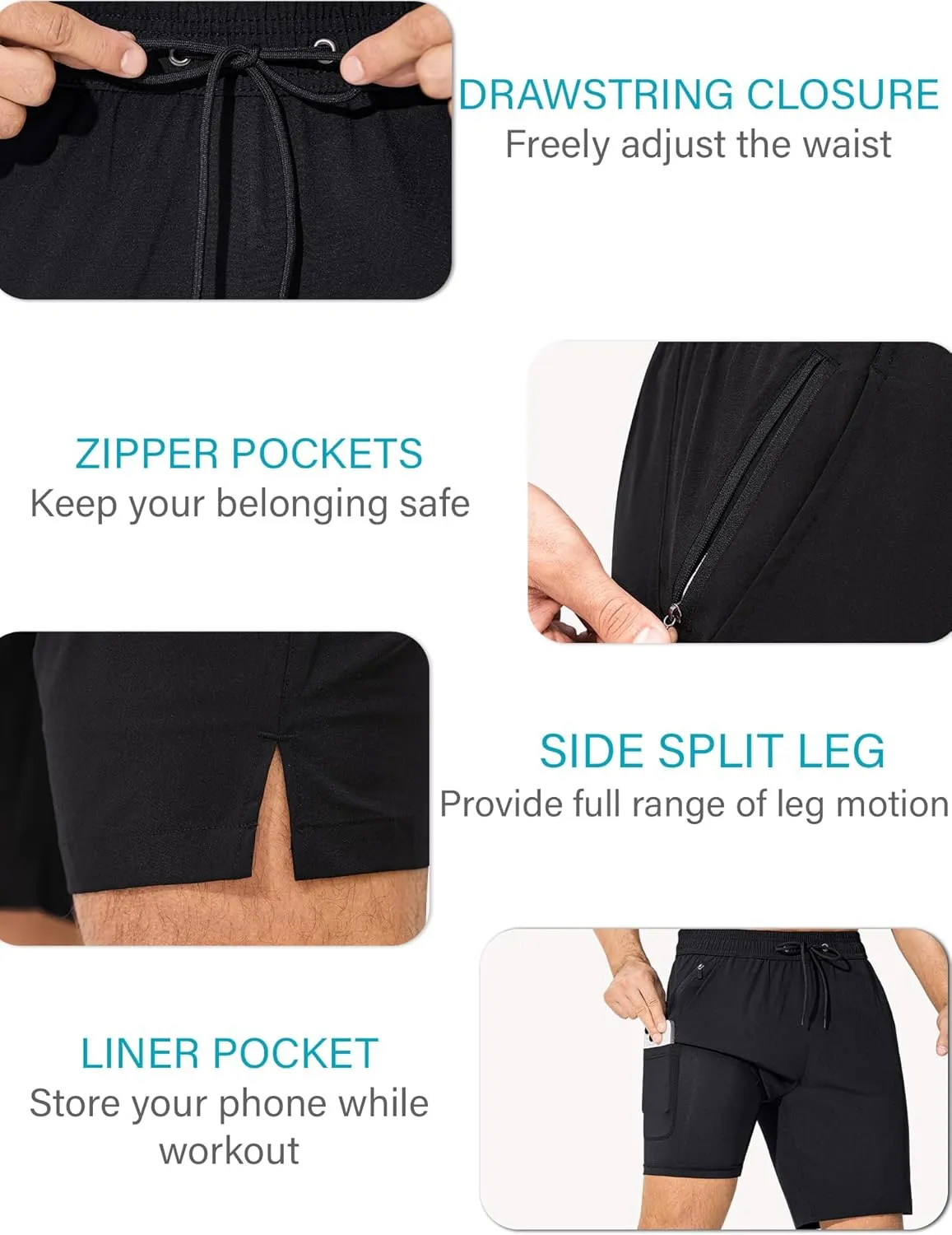 SILKWORLD Mens Swim Trunks Quick Dry Bathing Suit Board Swimming Shorts with Zipper Pockets and Compression Liner
