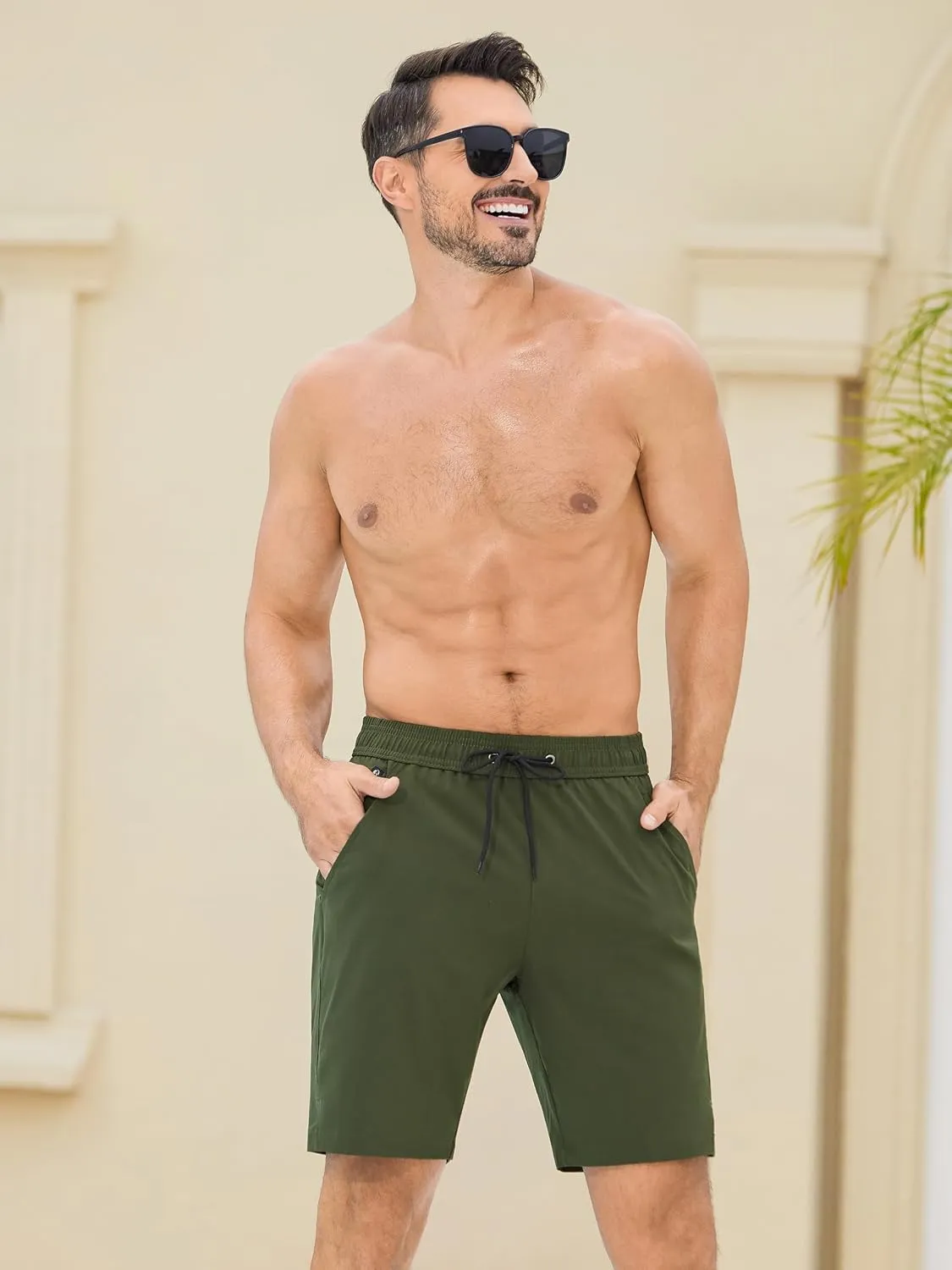 SILKWORLD Mens Swim Trunks Quick Dry Bathing Suit Board Swimming Shorts with Zipper Pockets and Compression Liner