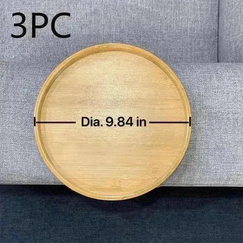 Solid Wood Round Storage Bamboo With Legs Sofa Arm Foldable Tray Table