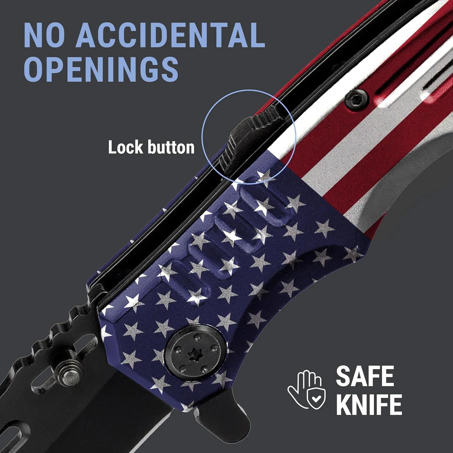 Spring Assisted Pocket Knife American Flag - Tactical Folding Knives for Men - Good for Camping Military Hunting Indoor and Outdoor Activities - Mens Gift Ideas for Birthday Anniversary 6681 F