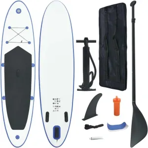 Stand up Paddle Board Set Sup Surfboard Inflatable Blue and White 7.2"-Fin Width 84.6"-Oar Length 1 Adult-Maximum Number of Persons 92202