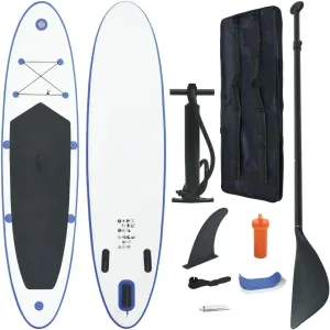 Stand up Paddle Board Set Sup Surfboard Inflatable Blue and White 7.2"-Fin Width 84.6"-Oar Length 1 Adult-Maximum Number of Persons