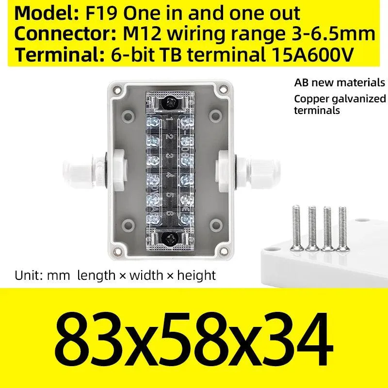 Terminal box plastic household monitoring power supply terminal outdoor waterproof threading cable distribution line sealed box