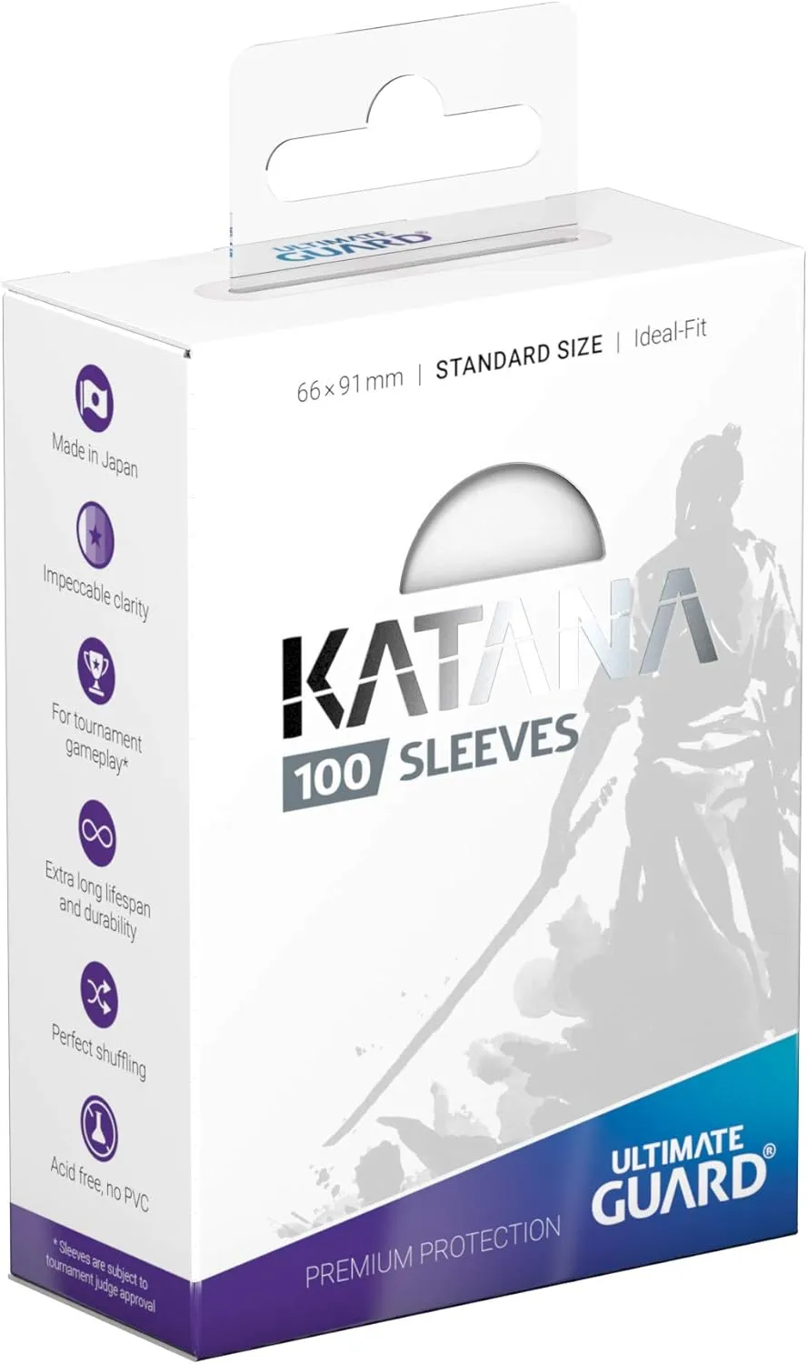 Ultimate Guard Katana Card Sleeves: 100 Standard Size TCG Sleeves, 66 x 91mm, Clear Back, Tournament Quality, No PVC & Acid-Free, High Clarity