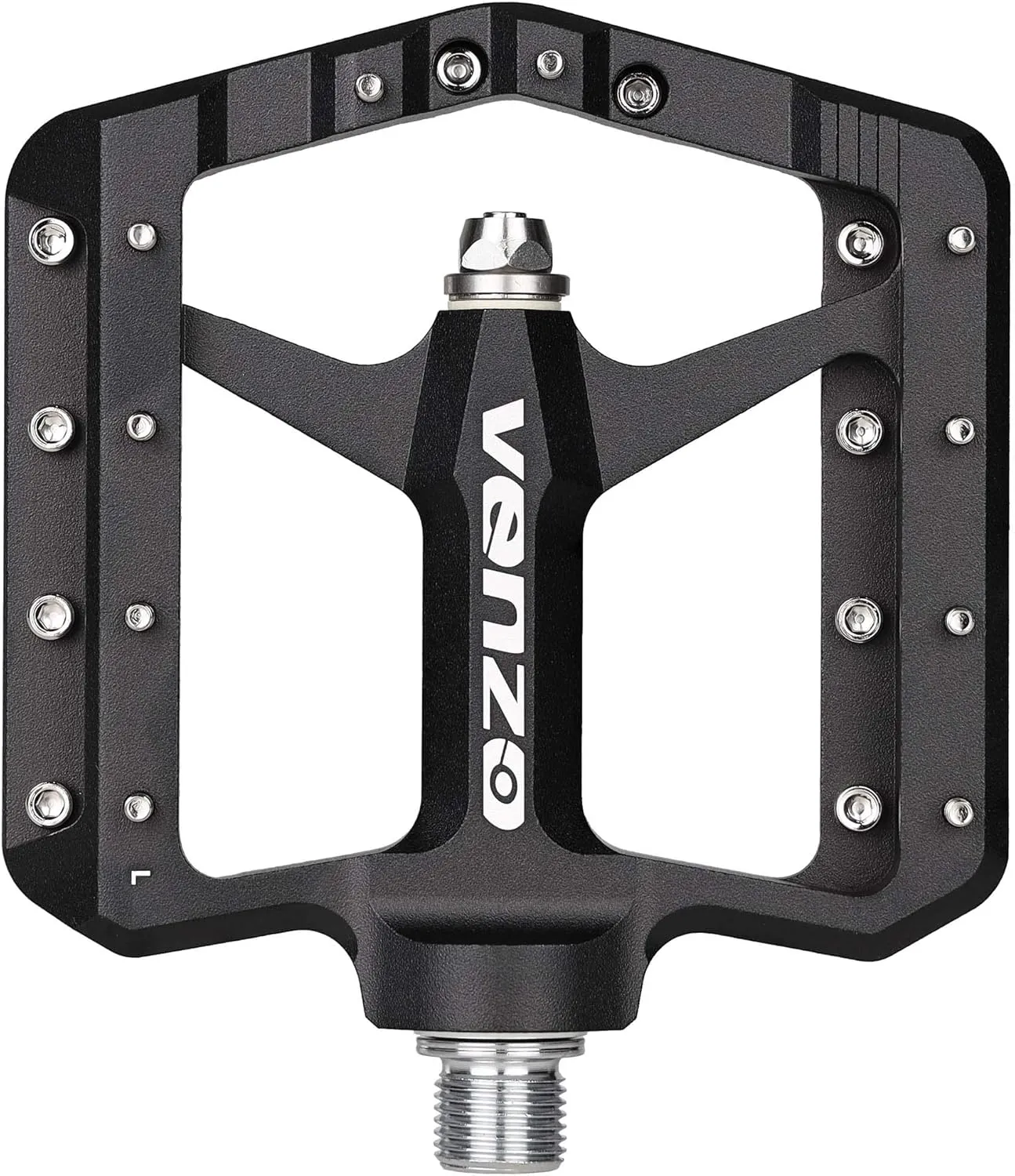 Venzo Flat Mountain BMX MTB CNC Bike Sealed Oversized Bearing Pedals - Large Bicycle Platform -98mm x 98mm- 15mm Thickness - Pedals 9/16" with Anti-Skid Anti-Slip Nail - Downhill