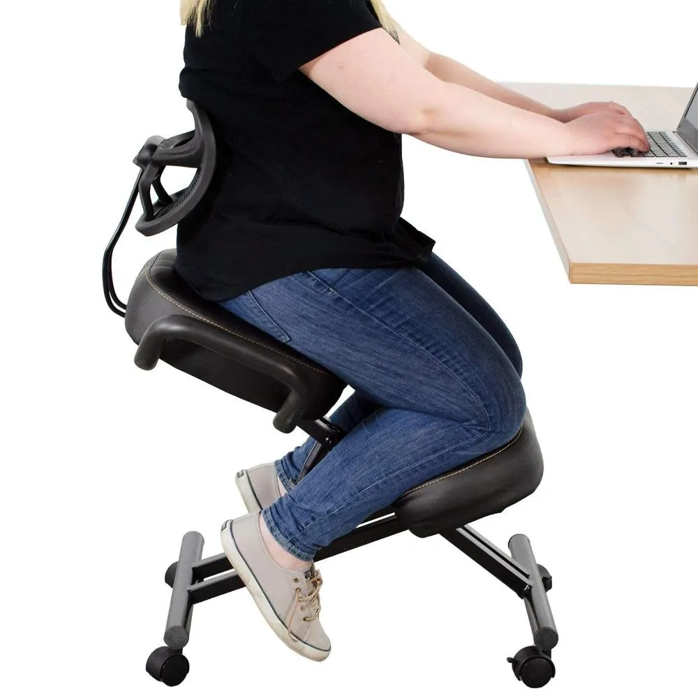 VIVO Dragonn Adjustable Ergonomic Kneeling Chair with Back Support, DN-CH-K02B/K02G/K02W