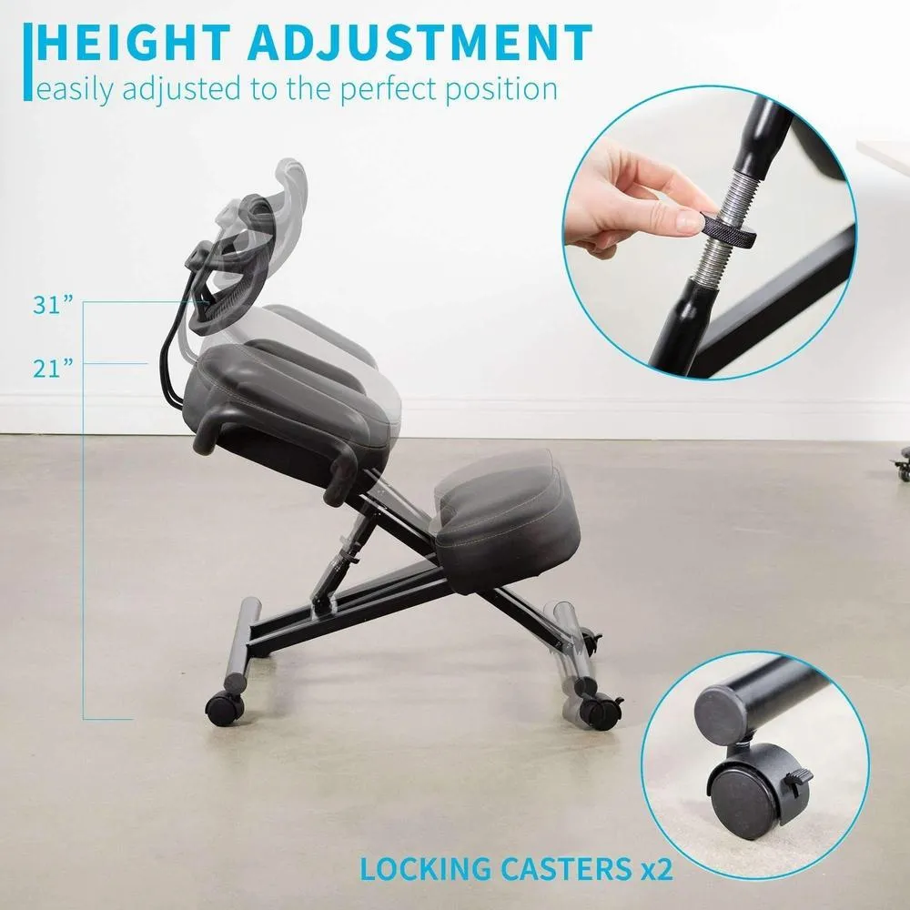 VIVO Dragonn Adjustable Ergonomic Kneeling Chair with Back Support, DN-CH-K02B/K02G/K02W