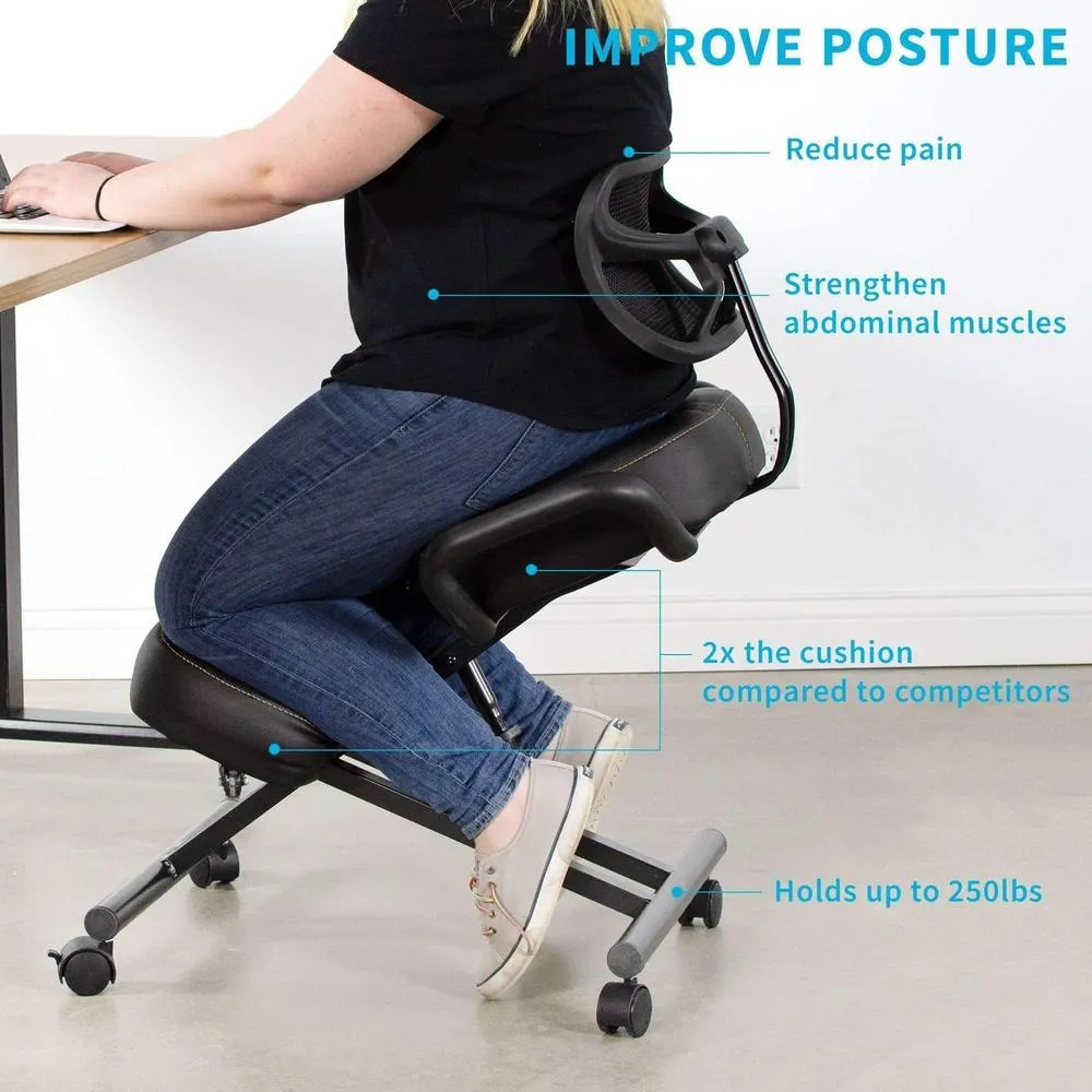 VIVO Dragonn Adjustable Ergonomic Kneeling Chair with Back Support, DN-CH-K02B/K02G/K02W