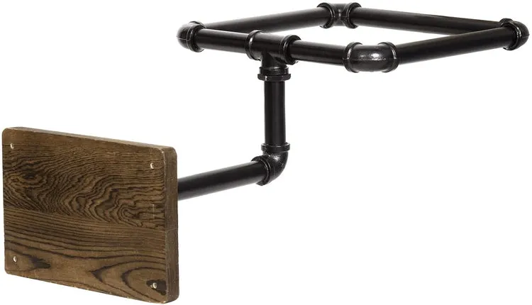 Wall Mounted Stability Ball Rack, Yoga and Exercise Ball Holder Stand with Industrial Metal Pipe and Burnt Wood
