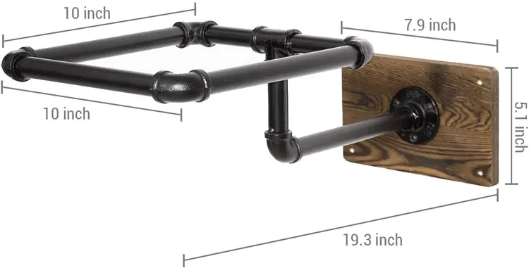 Wall Mounted Stability Ball Rack, Yoga and Exercise Ball Holder Stand with Industrial Metal Pipe and Burnt Wood