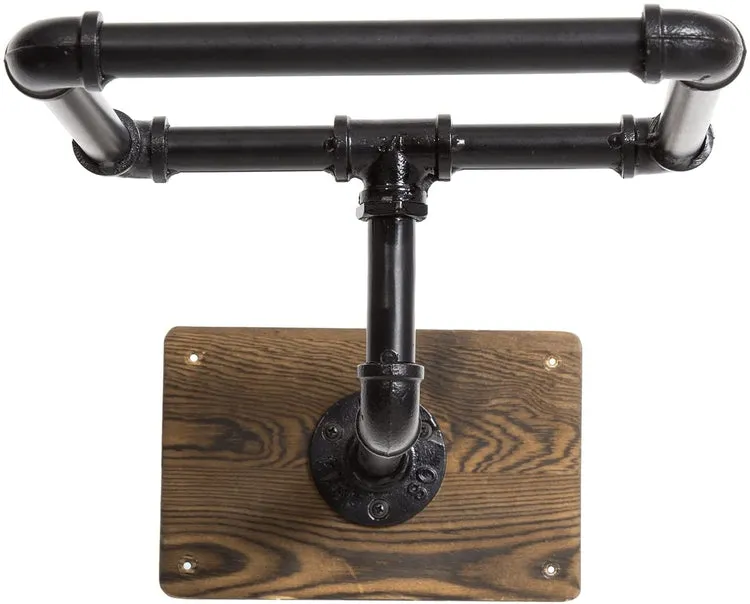 Wall Mounted Stability Ball Rack, Yoga and Exercise Ball Holder Stand with Industrial Metal Pipe and Burnt Wood