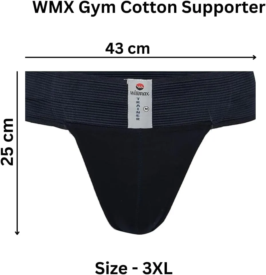 WMX Gym Cotton Supporter Back Covered with Cup Pocket Athletic Fit Brief Multi Sport Underwear Pack 2