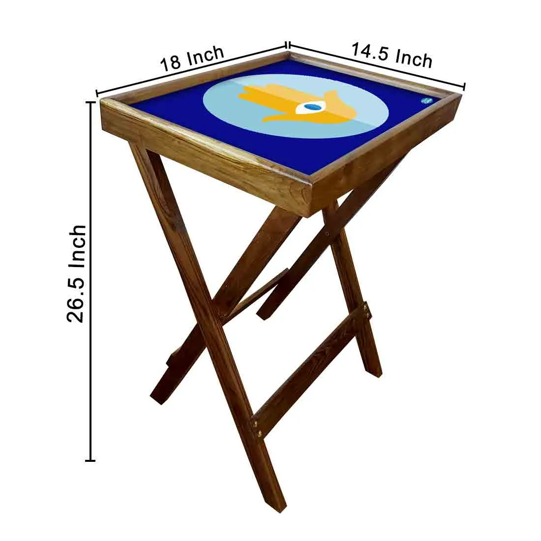 Wooden TV Trays for Eating Snacks Serving Folding End Table - Evil Eye Protector