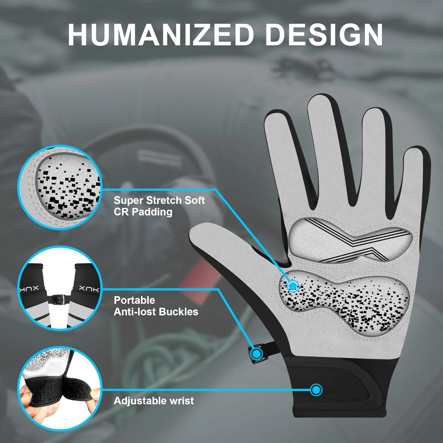 XUKER Full Finger Paddling Gloves for Kayaks, Canoeing, Rafting and SUP Paddle Boards