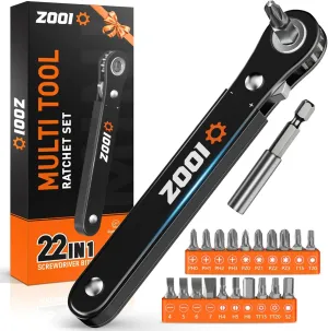 ZOOI Ratcheting Pocket Screwdriver Gifts for Men, Fathers Day Dad Gifts from Daughter, 22 In 1 Right Angle Screwdriver, 90 Degree Ratchet Screwdrivers, Low Profile, Gadgets EDC Gear Tools